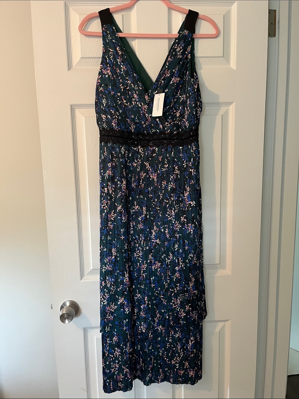 Banana Republic Women’s Floral V-Neck Tiered Maxi Dress in Navy and Pink